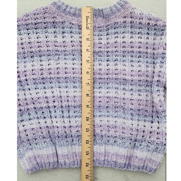 Handmade Girls Size 8 Sweater Jacket Button Purple Knit Crop Waist Long Sleeve - Picture 6 of 8
